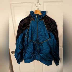Vintage, blue and black velvet jacket